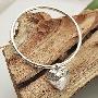 Ann Bear银饰-925纯银泰银压花大桃心活扣手镯