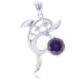 欧瑞德-925银镶嵌紫水晶吊坠- 海豚之恋D21257