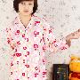 【2010春季新款】纯棉格子小熊字母睡衣 可爱长袖套装家居服