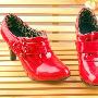 韩版高跟及踝靴 尖头魔术贴小花朵装饰高跟女靴 RL031