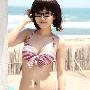 2010年新款钢托美胸 蝴蝶结性感条纹比基尼游泳衣8033泳装
