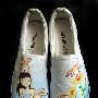 绘宝 非主流复古帆布鞋 时尚涂鸦手绘鞋 女孩和小白兔 S-DW8353