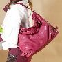 【JUST STAR】欧美时尚风大手提多用女包单肩包两用包梅红170198
