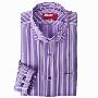 佰杰斯时尚修身弹力纤维男士长袖衬衫/衬衣 紫罗兰条纹