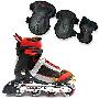 包邮 美洲狮MS101成人专业轮滑鞋/溜冰鞋/旱冰鞋 黑红加护具