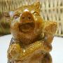 原色绿檀木雕~~如意发财猪