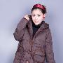2010韩版新款女装 保暖时尚纯色格子压线连帽棉衣夹棉棉服长款