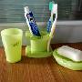 特惠套装 日本直送 LEAF牙具整理架+沥水皂盒+漱口杯 绿色