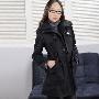 2010新款 韩版女装米娜推荐双翻领长款系腰带呢大衣