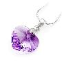 正品奥地利水晶饰品-紫色爱你的心气质天鹅满钻水晶项链