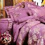 艺森家纺-震撼低价精品贡缎色织斜纹提花四件套 富贵牡丹-紫色