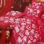 艺森家纺-震撼低价精品贡缎色织斜纹提花四件套 爱心玫瑰-玫红