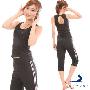 皮尔瑜伽 2010春夏款健身服套装01209X黑+01704X黑/缤纷紫 附胸垫