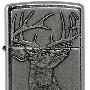 Zippo 打火机 长寿鹿 花砂镀铬徽章 21230