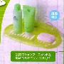 日本进口 吸盘可沥水双格皂盒 绿色 吸力强大 LEAF inomata