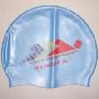 新款|yingfa英发品牌|高档高弹性蓝色印花防水硅胶帽子