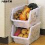 两件9折 日本进口 可叠加单层蔬果收纳架/整理筐 底部有轮 白色
