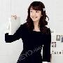 2010新款正品韩版女装时尚七分袖/纯色气质白色黑色休闲连衣裙