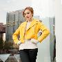 短款长袖针织黄色夹克D90907-3 黄色