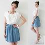 韩国进口品牌时尚維立體裝飾雪紡條紋連衣裙OP22253K