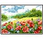 阿卡手工 法国进口十字绣 套件 风景 罂粟花园 14ct小格