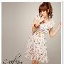 MM8503#韩版2010新款甜美可人双层荷叶领花卉雪纺连衣裙 送腰带