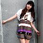 Jbonly 2010春装夏装新款 韩版条纹印花牛奶丝 短袖连衣裙 2397