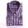 苏格兰格子 紫大格长袖衬衫 特价优惠99元 赠全棉背心