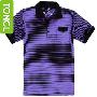 EVERFIT简约时尚黑紫条纹全棉POLO领T恤 T2079716