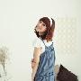 H404#装2010春夏款小美日系抽绳腰木扣细肩帶仿牛仔连衣裤2色