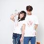 BUNNYHOP 最新款“爱上花蕊”短袖情侣装T恤  FD5005#  白色