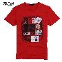 SELFace 夏季 激光印花 城市LOVE系列 莱卡棉短袖T恤 男T322红色