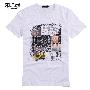 SELFace 夏季 激光印花 城市LOVE系列 莱卡棉短袖T恤 男T322白色