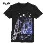 SELFace 立体印花 城市双子塔 型男短袖T恤 莱卡棉T321黑色
