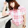 Cul.k-易尚 女士服装 韩版 休闲 彩格 女式翻领短袖衬衫 WCS44-E