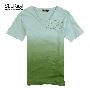 SELFace梦幻海洋蓝 时尚渐变色V领全棉短袖T恤T432 玛瑙绿