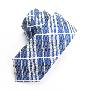 时尚蓝色银色交织格子8cm真丝正装领带 IFSONG 1332