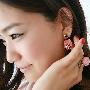 韩国Angel-女人气质花朵耳环红色白色选小花耳钉
