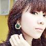 韩国Angel-夸张个性金色闪亮绿珠大耳钉耳环耳饰