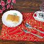 【免运费】红色喜庆餐桌必备家具织锦餐垫碗垫杯垫