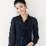 *白领衣橱* 2010韩国春装 优雅干练OL雪纺衬衣 米白*深蓝