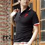 PPZ男装正品 2010夏新款韩版翻领PPZ字母时尚男短袖T恤 MSFT-04