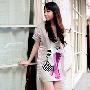 Jbonly 2010春装夏装新款 韩版印花条纹牛奶丝 短袖连衣裙 2402