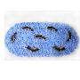 【免运费】浴室用品蓝色小鱼图案强力吸盘高度防滑浴垫