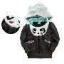 煜婴坊童装 超柔软手摇绒立体造型熊猫太空棉带帽外套 WMI8266