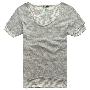 太平鸟男装灰色条纹时尚两件套短袖T恤83209116003专柜正品