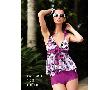 沐琅2010专柜新款夏威夷花朵（优雅紫） 分体式泳衣 M23023