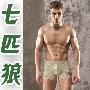 七匹狼男棉氨包筋色织印花平角裤