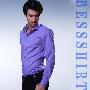 佰杰斯时尚主流修身弹力纤维男士长袖衬衫/衬衣 紫色