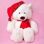 Global Buddys 白色超柔绒红帽圣诞快乐泰迪熊|特价|汉祥礼品礼物